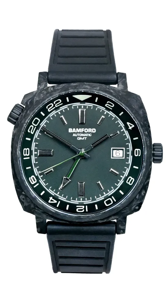 GMT Forged Carbon - Dark muted green with Silver accents
