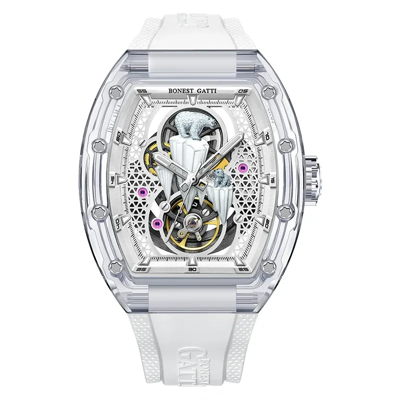 BG6002 3D Polar Bear Crystal Skeleton Watch
