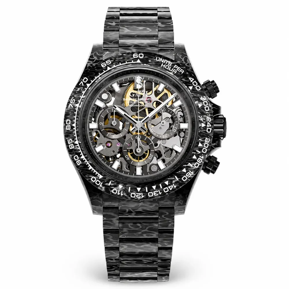 BONEST GATTI BG9014 Carbon Fiber Skeleton Chronograph Watch
