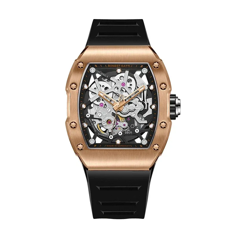 BG9905 Carbon Fiber Skeleton Tonneau Automatic Watch