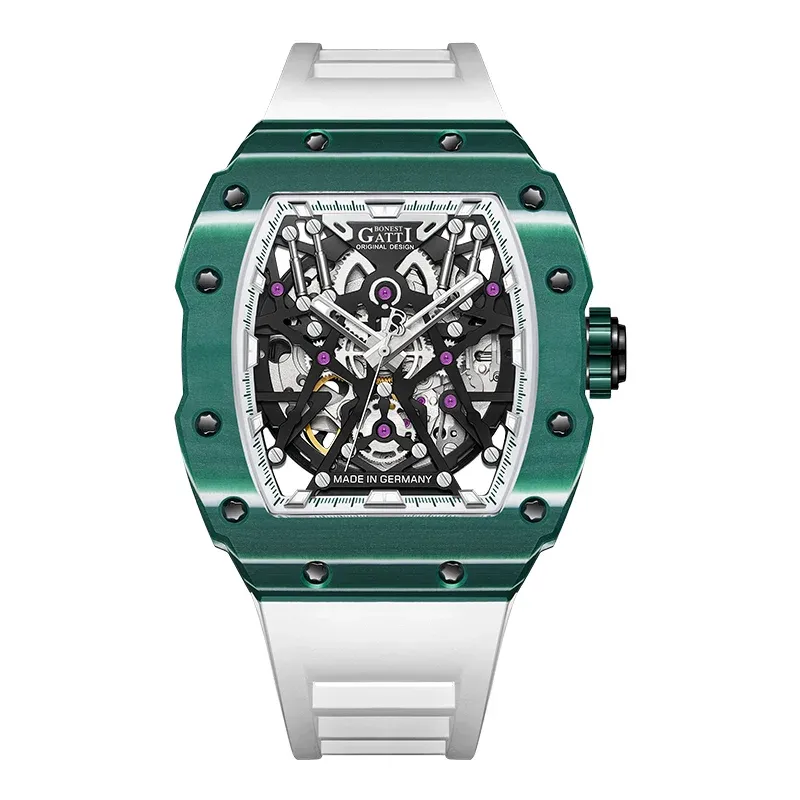 BG9906 Carbon Fiber Skeleton Tonneau Automatic Watch