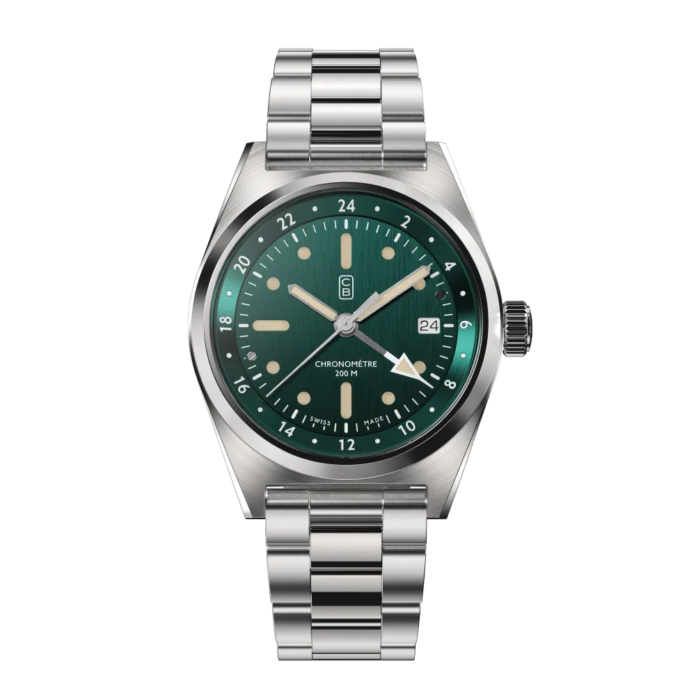 CB01-GMT 60 Green COSC Chronometer Full Steel
