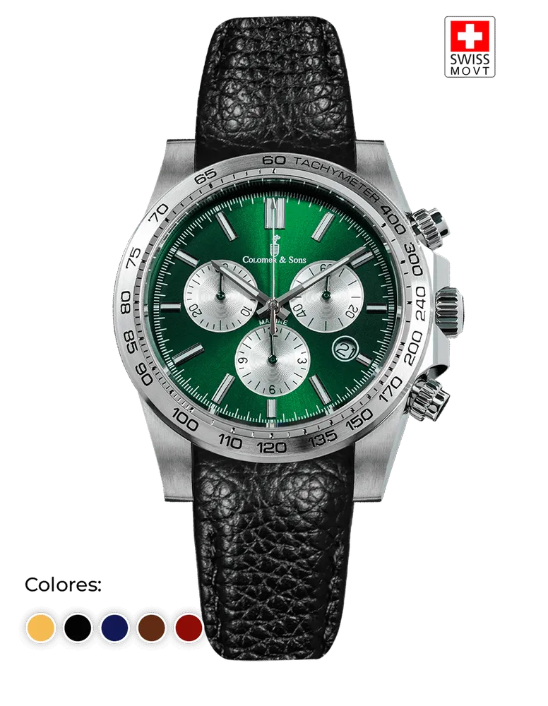 GREEN MARINE CHRONO PIEL