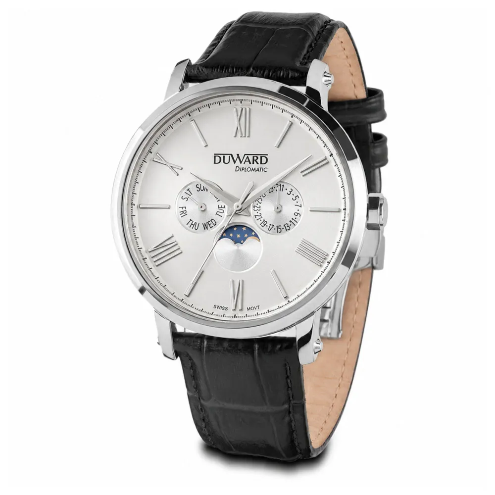 Reloj de Hombre movimiento suizo fase lunar Multif uncion acero